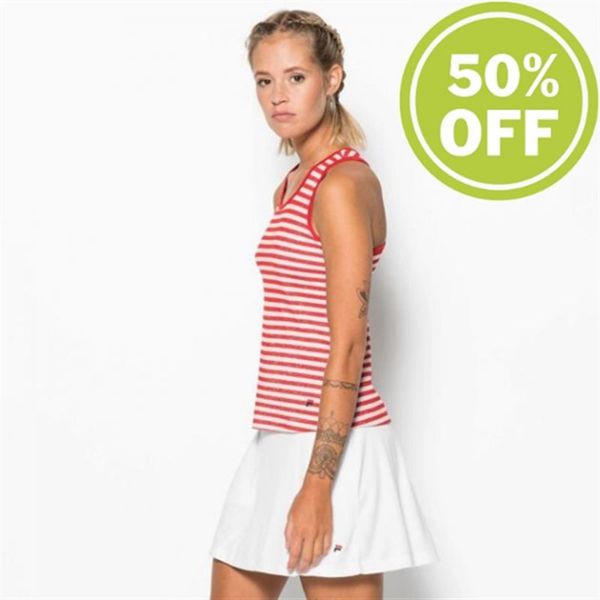 Fila Tanktop Tiana Sporty, Striped Tennis Top With V-Neck S Women's Shirts - Red/White,NZ 26-52490